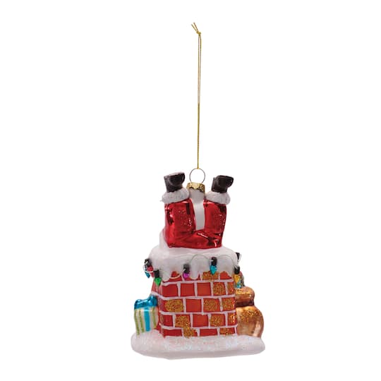Melrose 5" Santa in Chimney Glass Ornaments, 6ct.